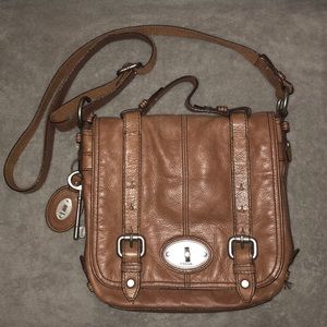 Fossil brown leather crossbody bag